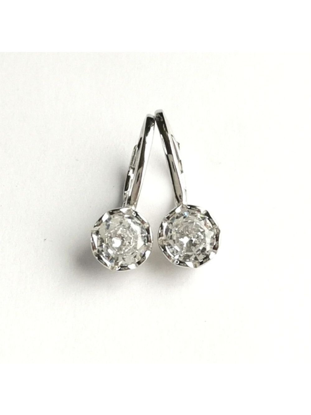 STERLING silver cz solitaire drop earrings lever back in filigree se…